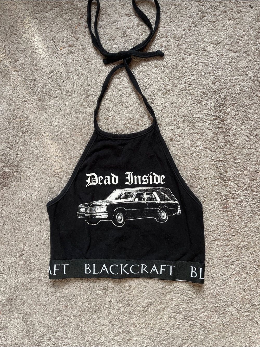 Black 'Dead Inside' Halter Crop Top by Blackcraft cult